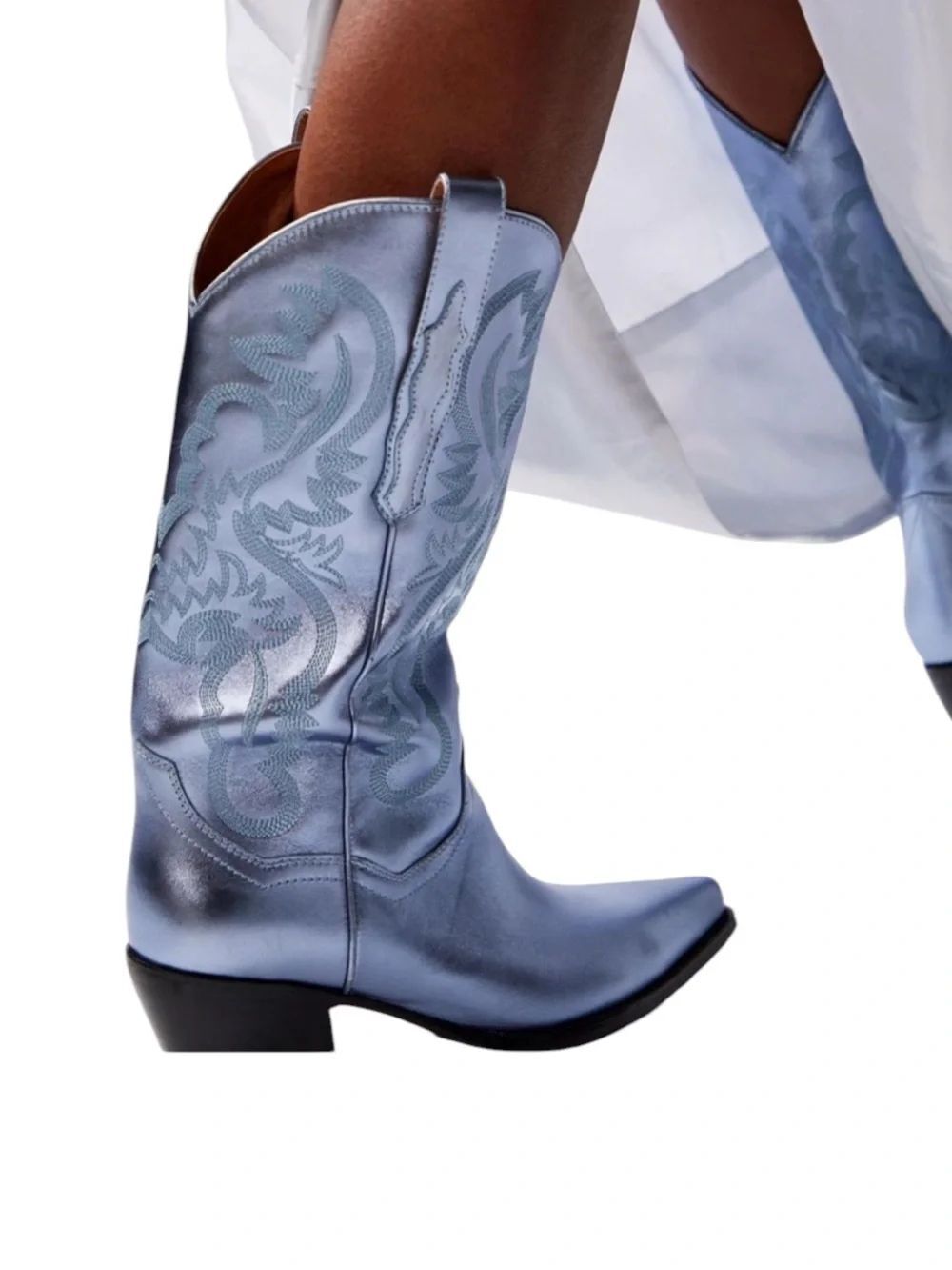 Jeffrey Campbell - Dagget in Light Blue Metallic Cowboy Boots 7